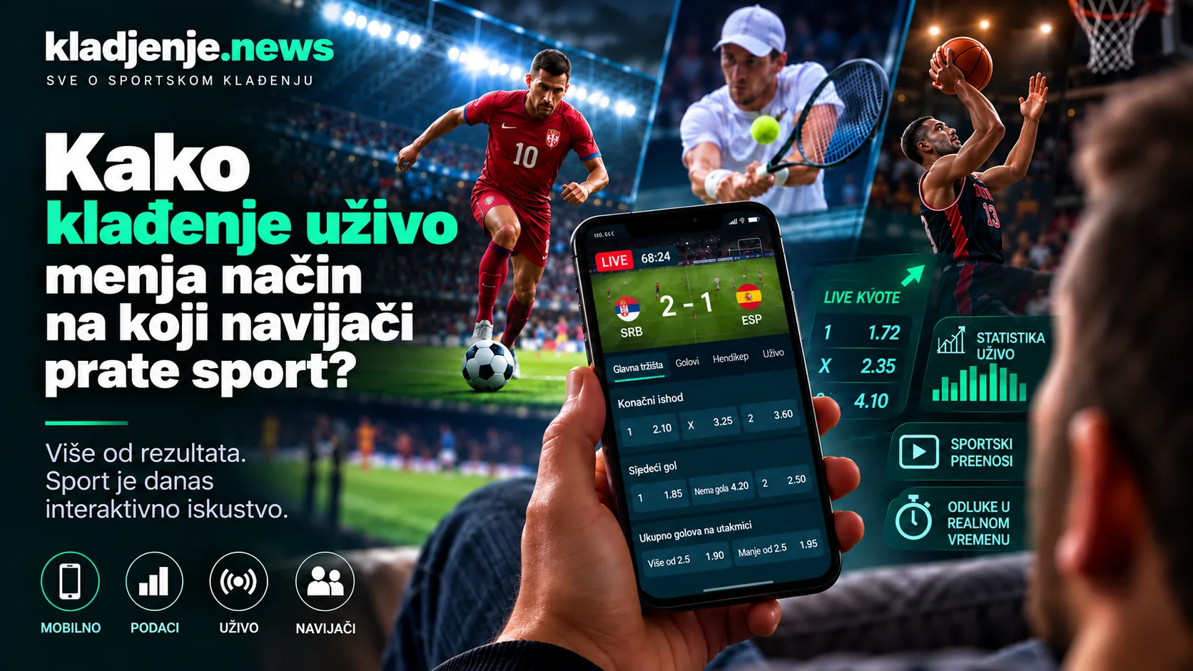 Klađenje uživo menja način praćenja sporta – mobilne kvote, podaci i statistika u realnom vremenu